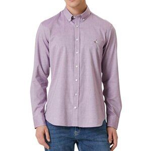 Beyman Club Comfort Fit Oxford Pink 100% Cotton Pearl Snap Closure Shirt Size L
